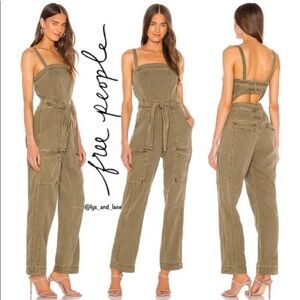 NWT Free People Go West Utility Jumpsuit in sage green